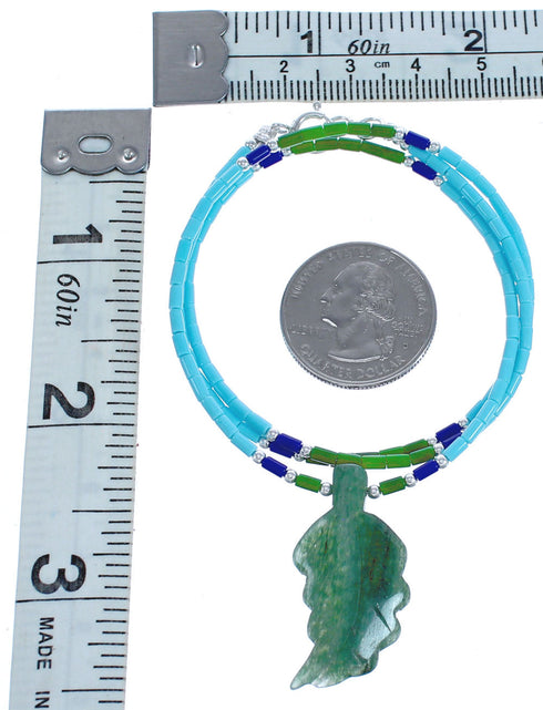 Multicolor Bead Sterling Silver Leaf Necklace BX120792
